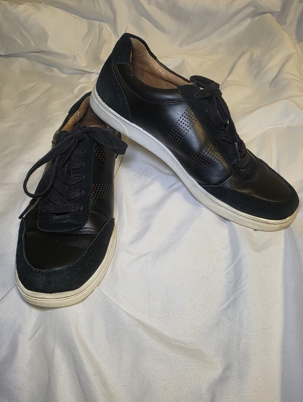 Vionic Men's Mott Brok Black Leather and Suede Lace Up Sneakers Size 9.5